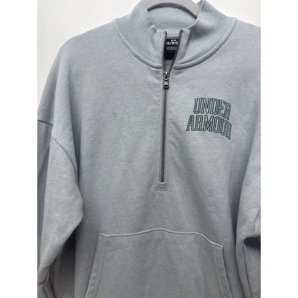 Under Armor UA Icon 1/4 Zip Gray Oversized‎ Half Zip, XS Women's #33